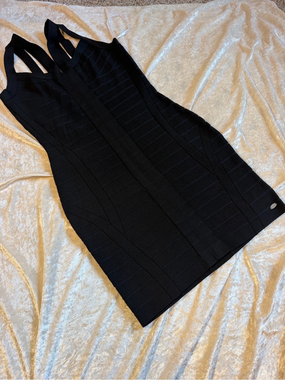 GUESS Black Bandage Bodycon Cutout Mini Dress Size L | Y2K Going Out - Picture 3 of 6